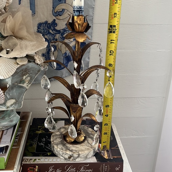 •VINTAGE TOLE GILT MARBLE CANDELABRA• - Picture 10 of 15